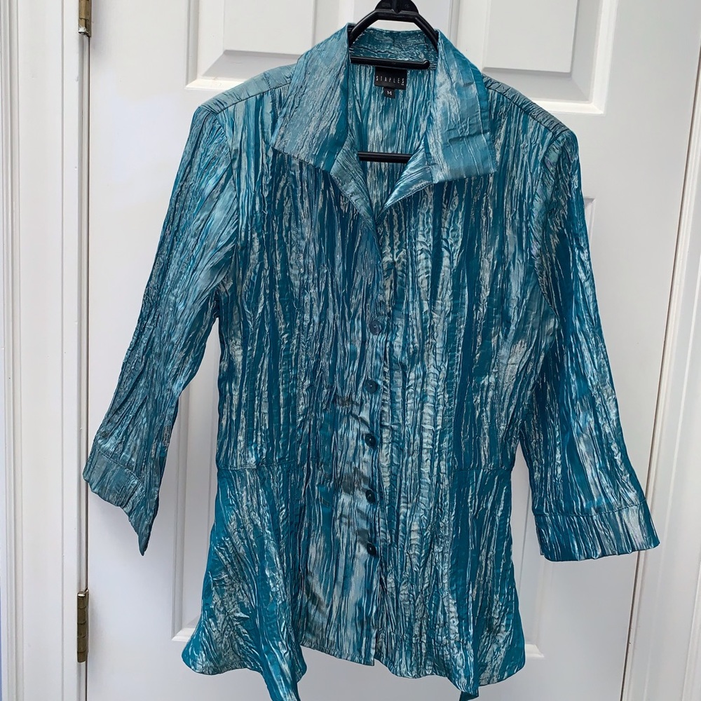 Iridescent crinkle blouse